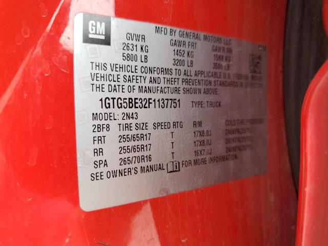 2015 GMC CANYON SLE - 1GTG5BE32F1137751