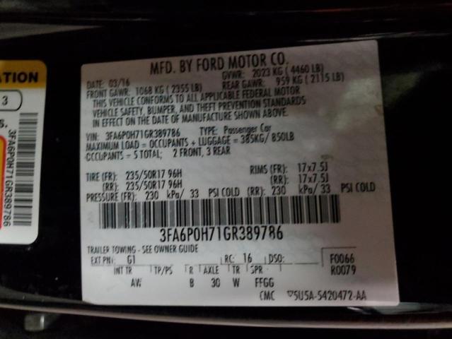 VIN 3FA6P0H71GR389786 2016 FORD FUSION no.13