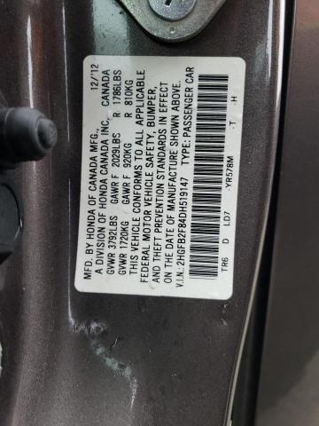 VIN 2HGFB2F84DH519147 2013 HONDA CIVIC no.13