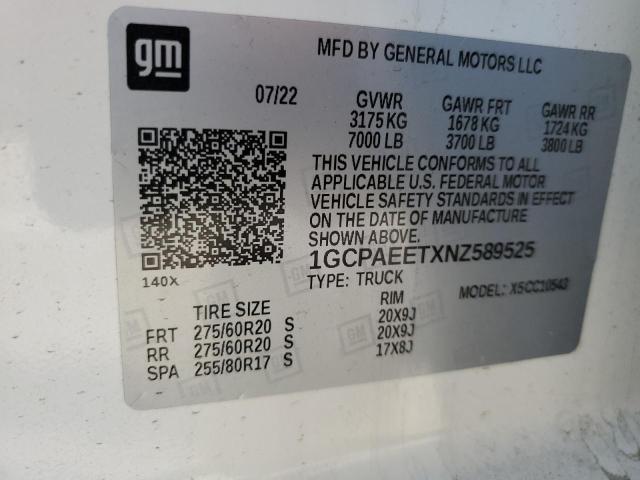 VIN 1GCPAEETXNZ589525 2022 CHEVROLET ALL MODELS no.12