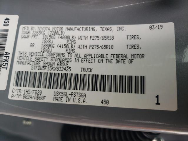 2019 TOYOTA TUNDRA CRE - 5TFDW5F15KX832425