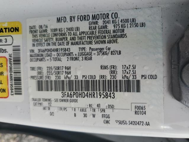 2017 FORD FUSION SE - 3FA6P0HD4HR195843