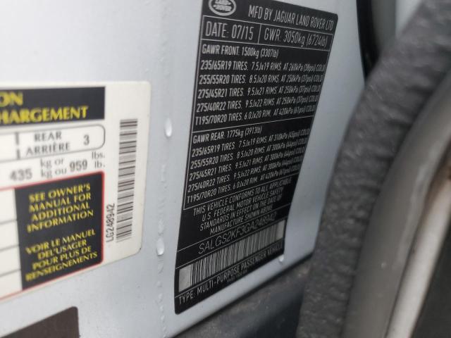 2016 LAND ROVER RANGE ROVE - SALGS2KF3GA248942