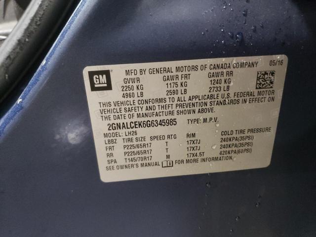 2016 CHEVROLET EQUINOX LT - 2GNALCEK6G6345985