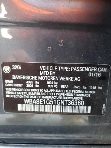 2016 BMW 320 I - WBA8E1G51GNT36360