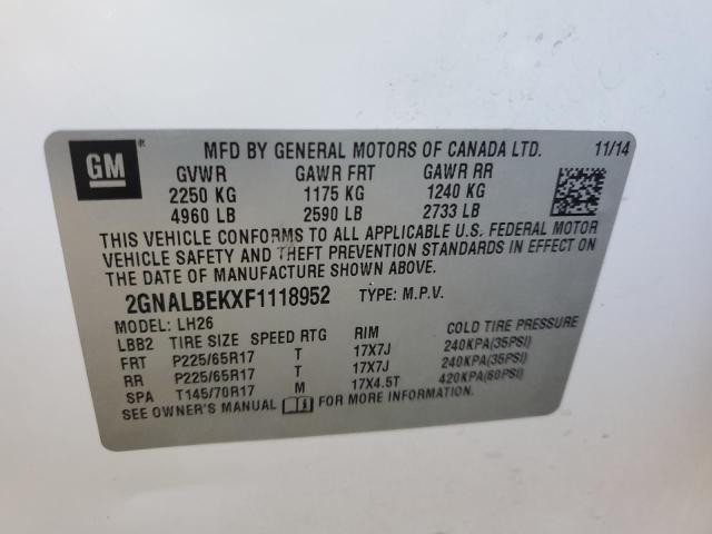 2015 CHEVROLET EQUINOX LT - 2GNALBEKXF1118952