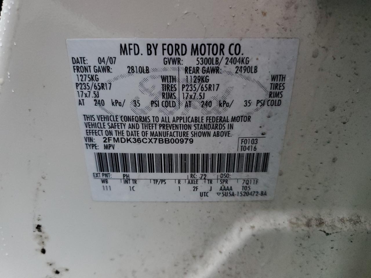 Lot #3025966959 2007 FORD EDGE SE