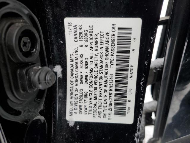 2019 HONDA CIVIC LX - 2HGFC2F61KH513461