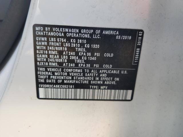 VIN 1V2DR2CA5KC552181 2019 VOLKSWAGEN ATLAS no.13