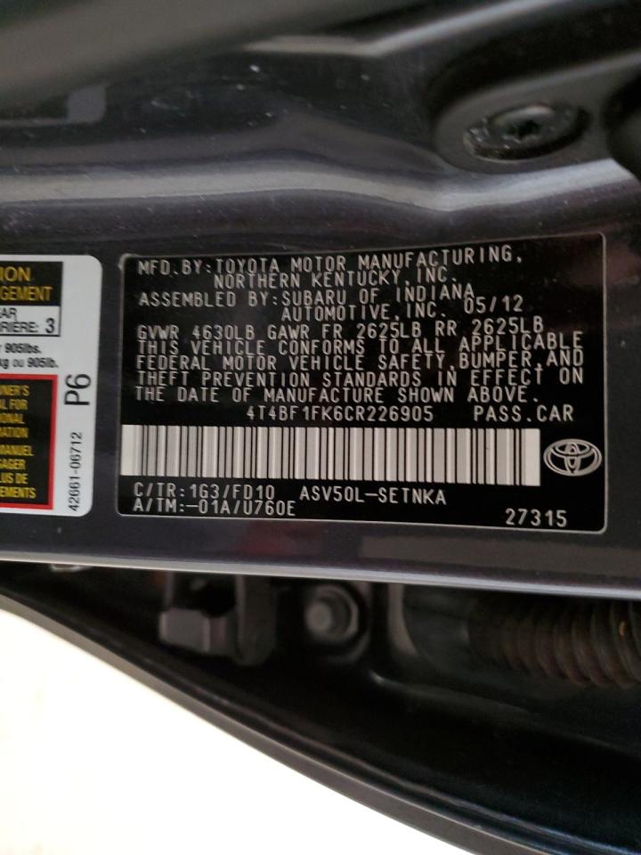 Lot #3049637166 2012 TOYOTA CAMRY BASE