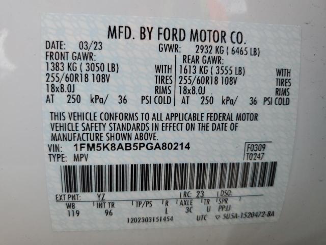 VIN 1FM5K8AB5PGA80214 2023 FORD EXPLORER no.13