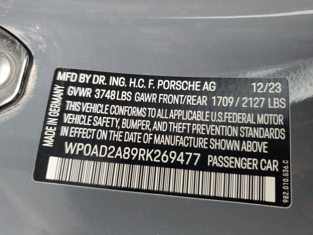 2024 PORSCHE CAYMAN GTS WP0AD2A89RK269477