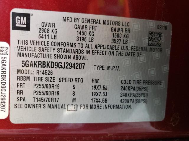 2016 BUICK ENCLAVE - 5GAKRBKD9GJ294207