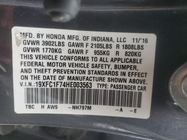 2017 HONDA CIVIC EXL - 19XFC1F74HE003563