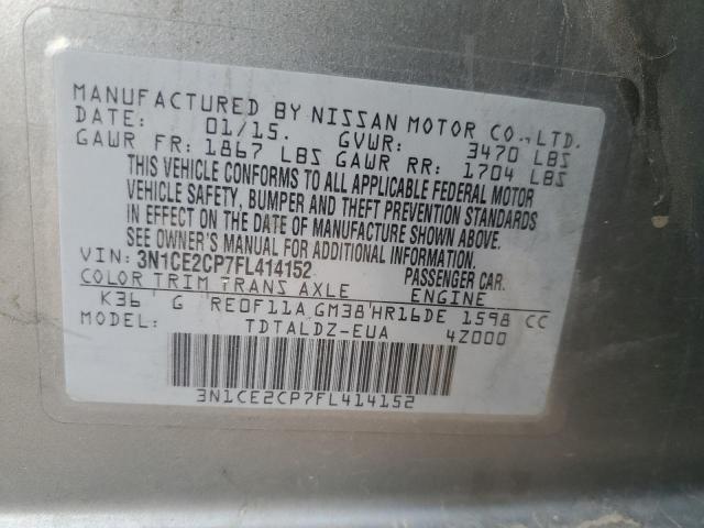 VIN 3N1CE2CP7FL414152 2015 NISSAN VERSA no.12