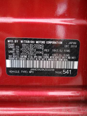 2019 MITSUBISHI OUTLANDER - JA4AD3A33KZ032209
