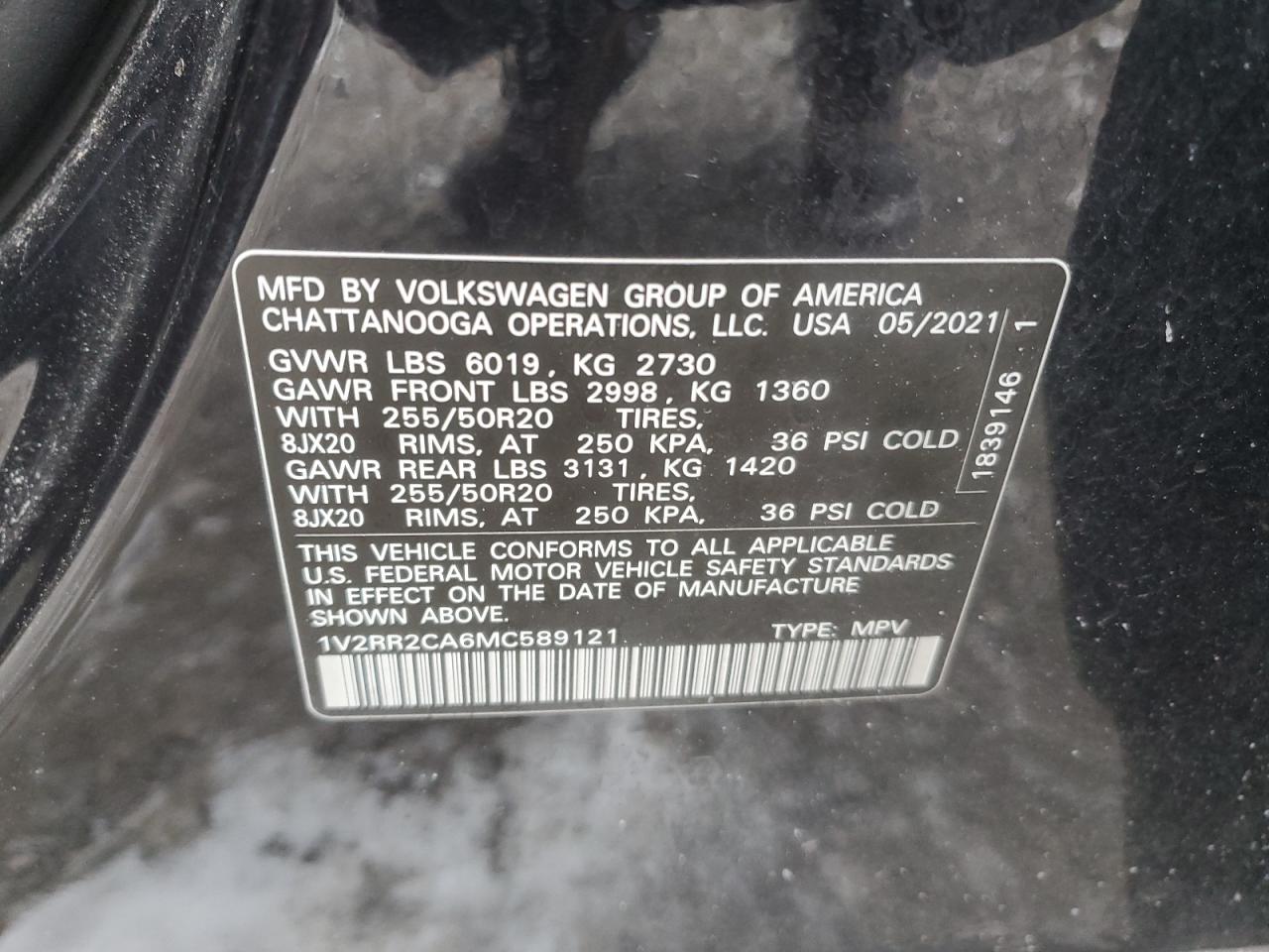 Lot #3044401766 2021 VOLKSWAGEN ATLAS SE