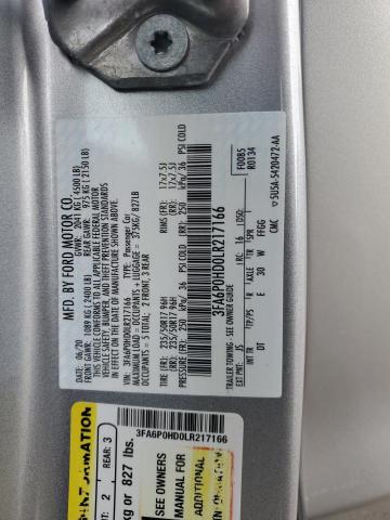 2020 FORD FUSION SE - 3FA6P0HD0LR217166