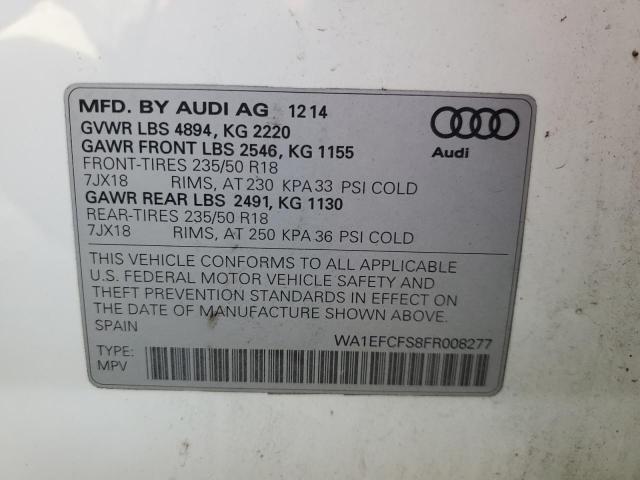 2015 AUDI Q3 WA1EFCFS8FR008277
