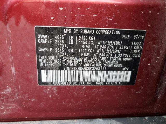 2019 SUBARU OUTBACK 2. - 4S4BSAHC8K3203111