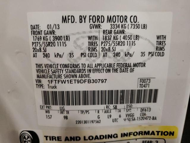 VIN 1FTFW1ET9DFB30797 2013 FORD F-150 no.12