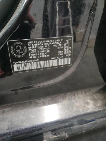 2021 VOLKSWAGEN PASSAT HIG 1VWBA7A35MC014081