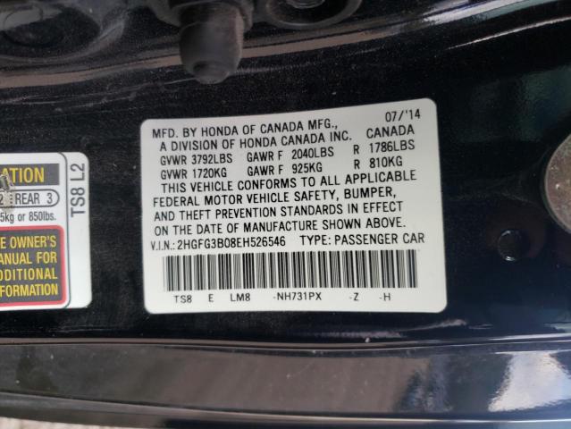 VIN 2HGFG3B08EH526546 2014 HONDA CIVIC no.12