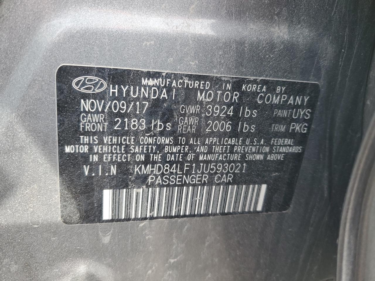 Lot #3027043799 2018 HYUNDAI ELANTRA SE