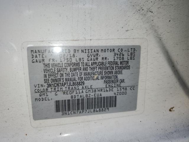 VIN 3N1CN7AP7JL868829 2018 NISSAN VERSA no.12