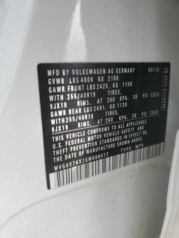 2016 VOLKSWAGEN TIGUAN S - WVGAV7AX2GW088417