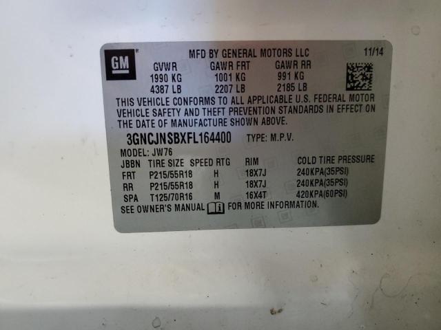 2015 CHEVROLET TRAX LTZ 3GNCJNSBXFL164400