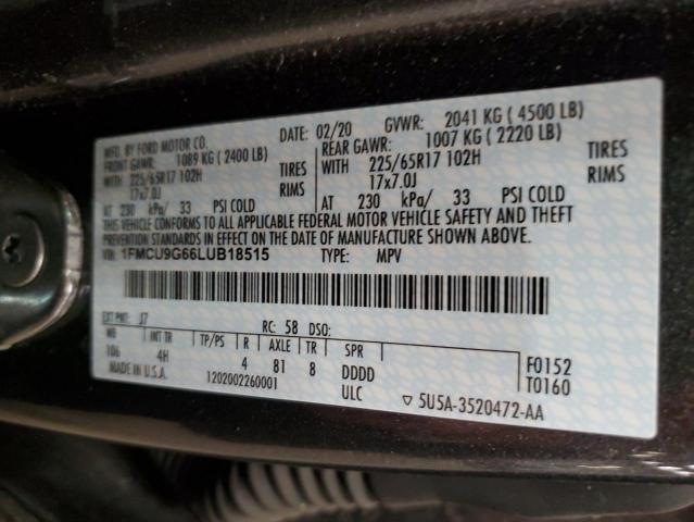 2020 FORD ESCAPE SE - 1FMCU9G66LUB18515