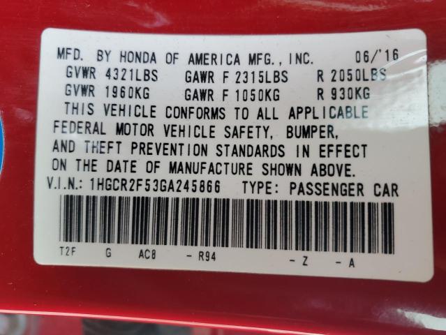 2016 HONDA ACCORD SPO - 1HGCR2F53GA245866