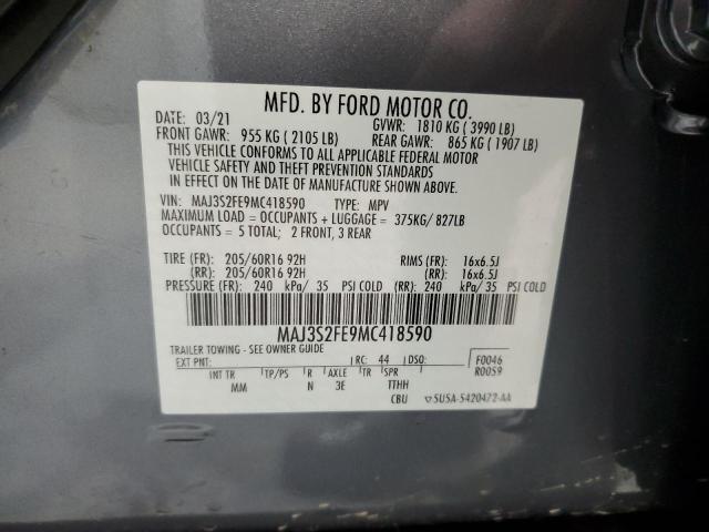 VIN MAJ3S2FE9MC418590 2021 FORD ECOSPORT no.14