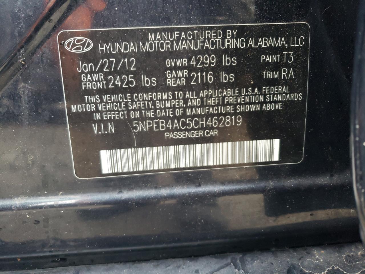 Lot #3034307071 2012 HYUNDAI SONATA GLS