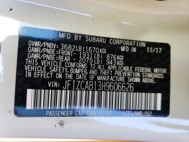 2017 SUBARU BRZ 2.0 PR JF1ZCAB13H9606626