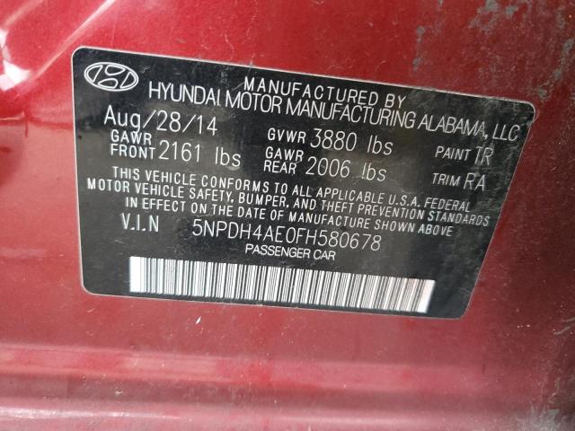 2015 HYUNDAI ELANTRA SE 5NPDH4AE0FH580678