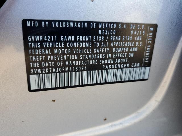 2015 VOLKSWAGEN JETTA BASE - 3VW2K7AJ0FM418094