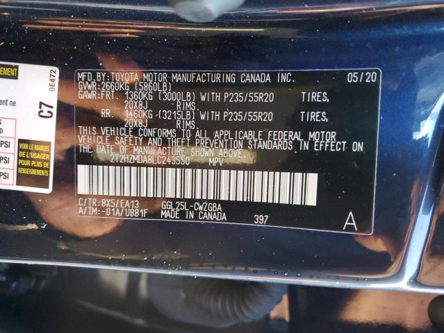 VIN 2T2HZMDA8LC243550 2020 LEXUS RX350 no.14