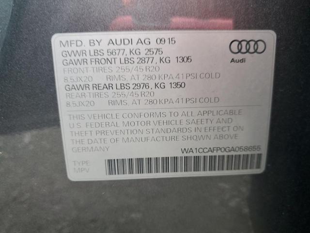 2016 AUDI SQ5 PREMIU WA1CCAFP0GA058655