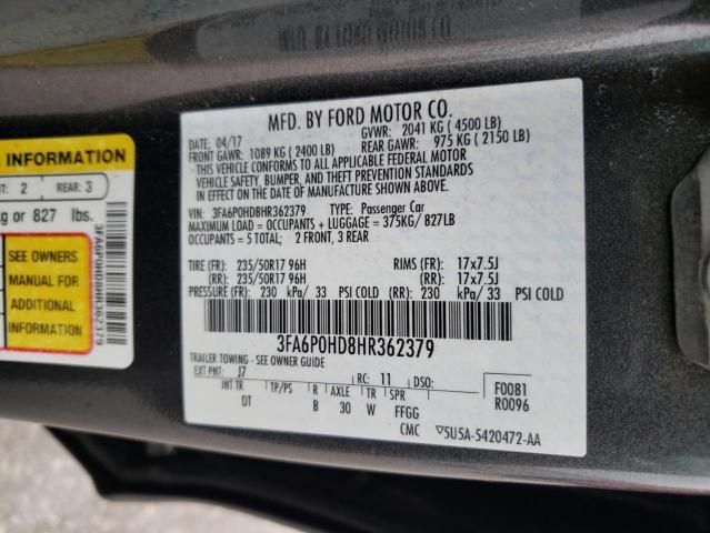 2017 FORD FUSION SE - 3FA6P0HD8HR362379