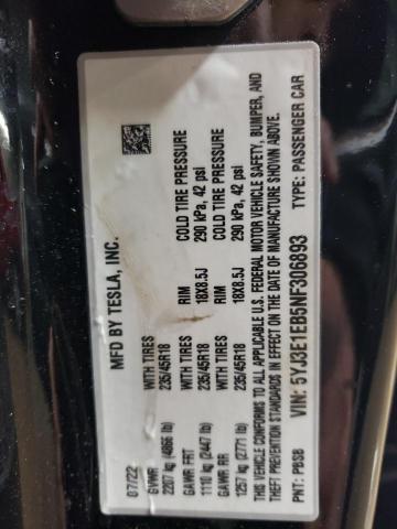 2022 TESLA MODEL 3 - 5YJ3E1EB5NF306893