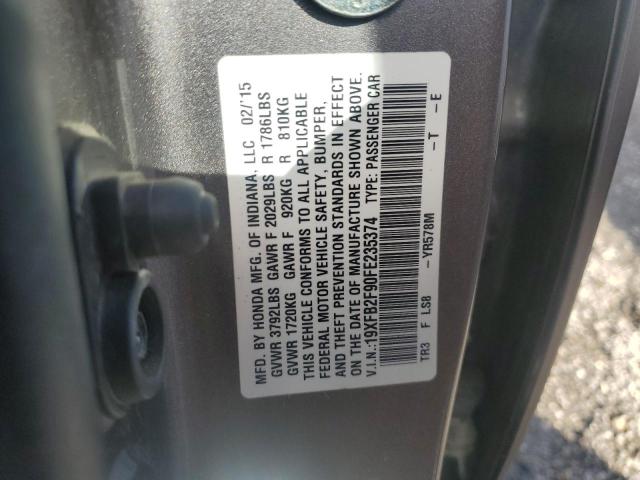 2015 HONDA CIVIC EXL - 19XFB2F90FE235374