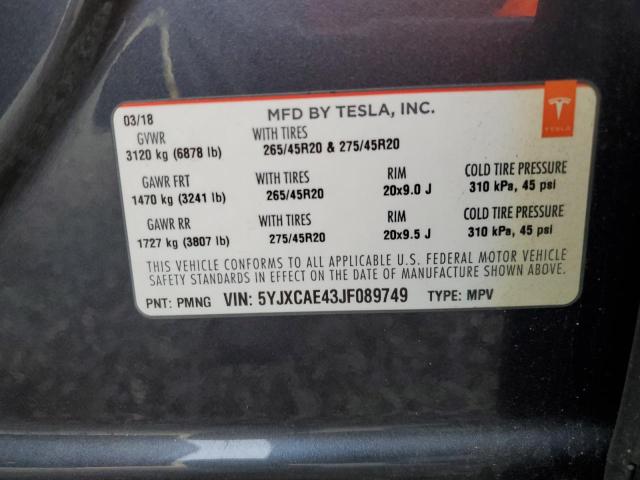 2018 TESLA MODEL X - 5YJXCAE43JF089749