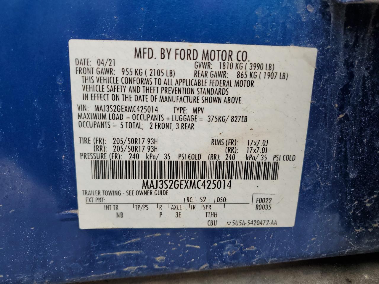 Lot #3025843319 2021 FORD ECOSPORT S