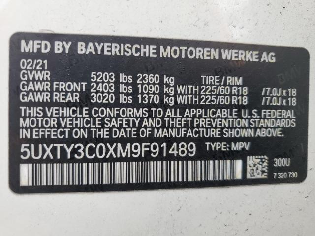 VIN 5UXTY3C0XM9F91489 2021 BMW X3 no.14