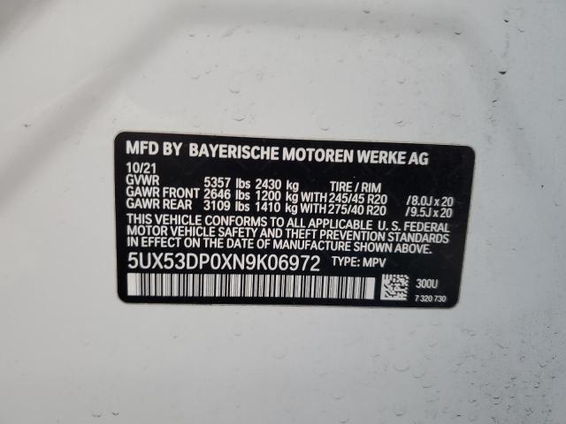 VIN 5UX53DP0XN9K06972 2022 BMW X3 no.13