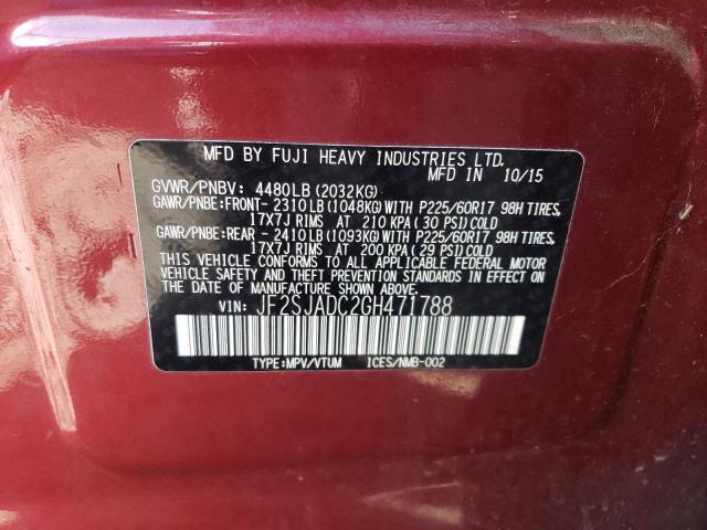 2016 SUBARU FORESTER 2 - JF2SJADC2GH471788