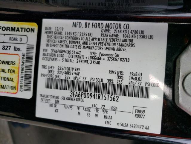 VIN 3FA6P0D94LR151562 2020 FORD FUSION no.12