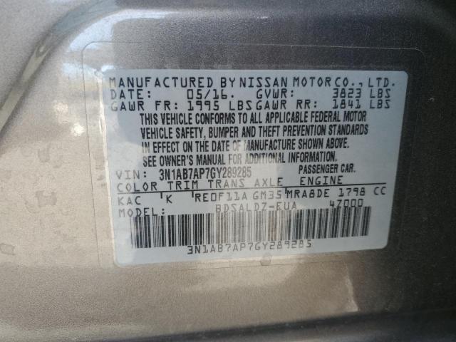 2016 NISSAN SENTRA S - 3N1AB7AP7GY289285
